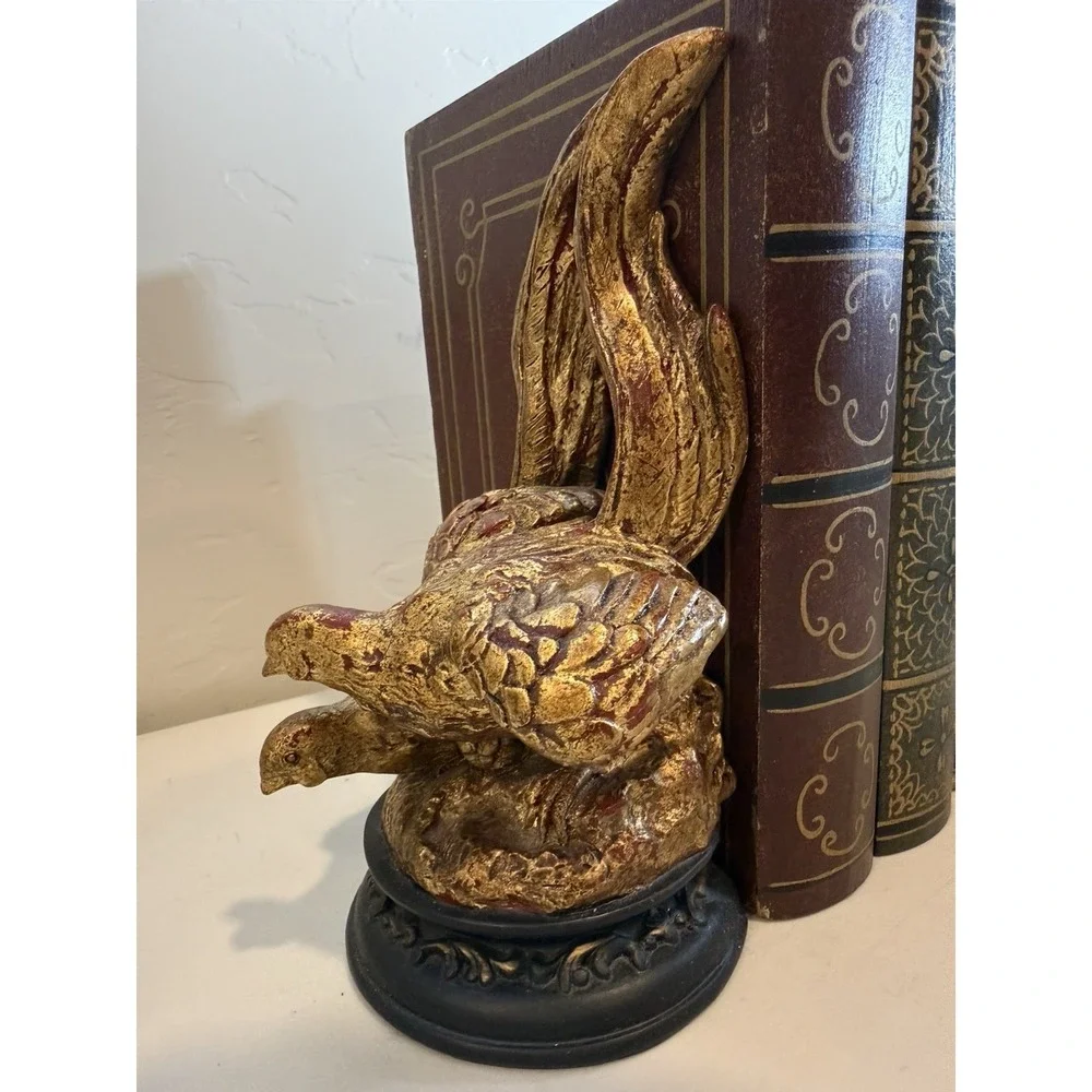 Vintage Pheasant Bookends Heavy Cast Composite 7.25